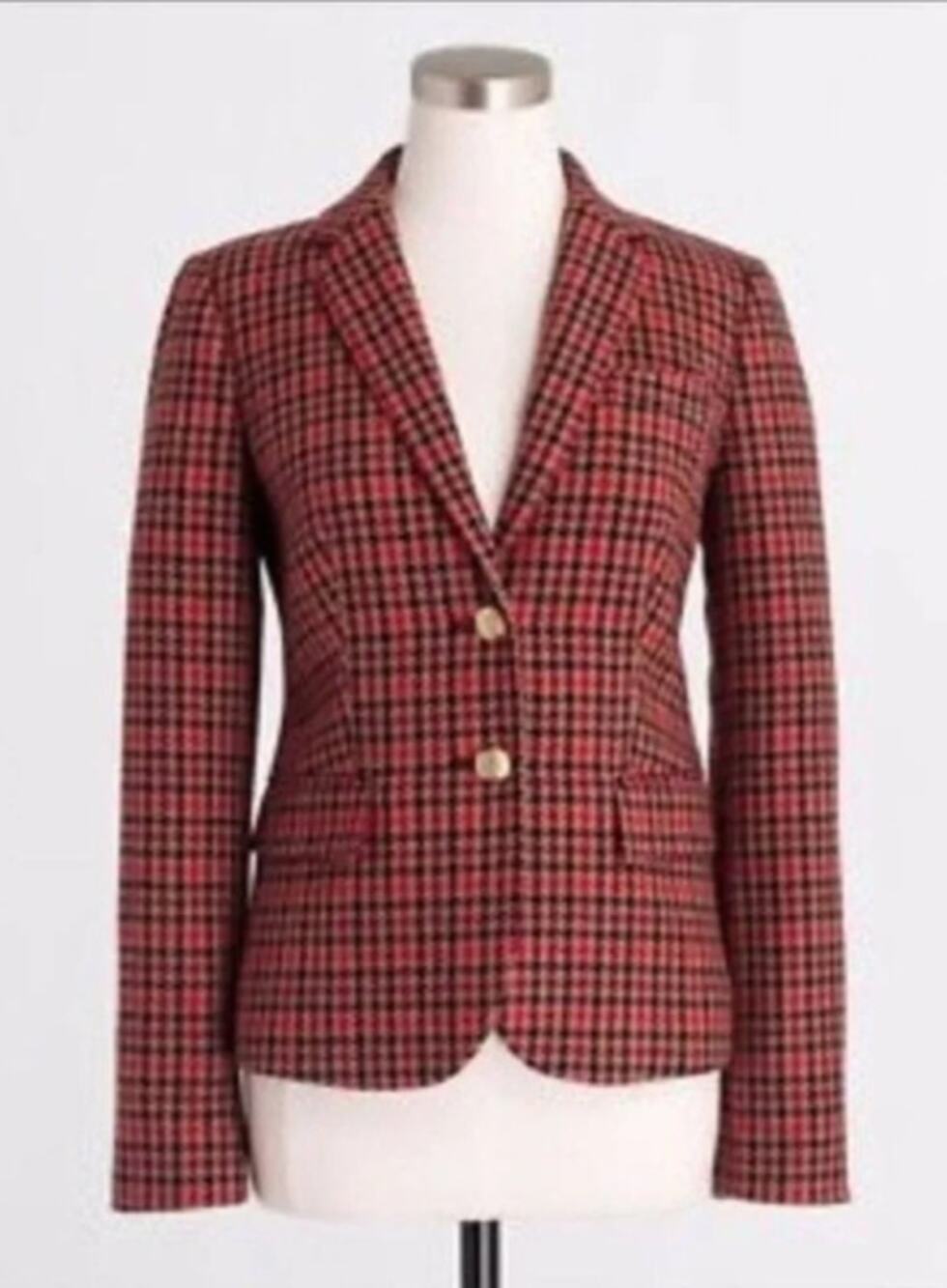 J. Crew Factory Houndstooth Plaid Wool-Blend Schoolboy Blazer Size 4
